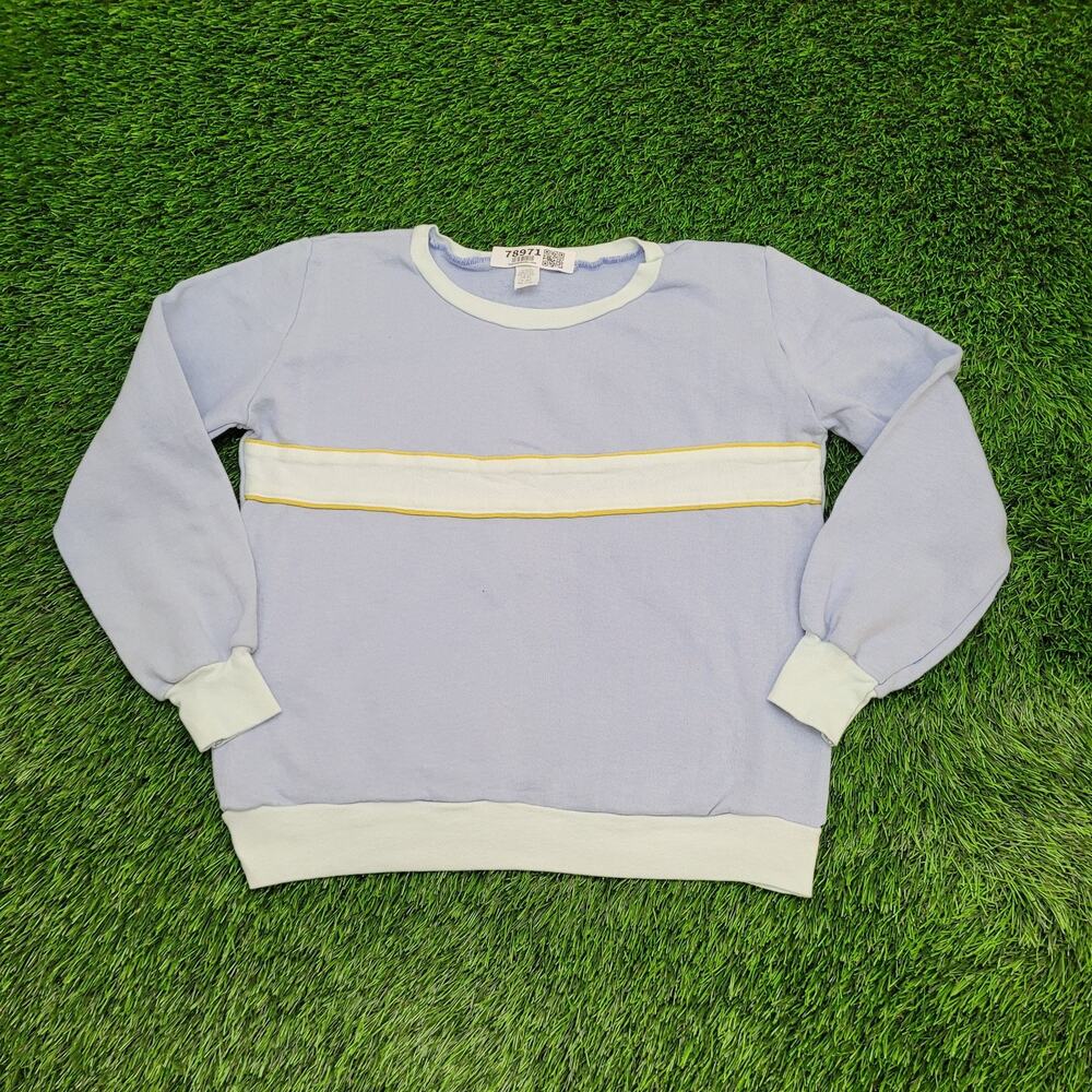 Vintage 70s MOD Sweatshirt Womens Small 19x21 Purple White